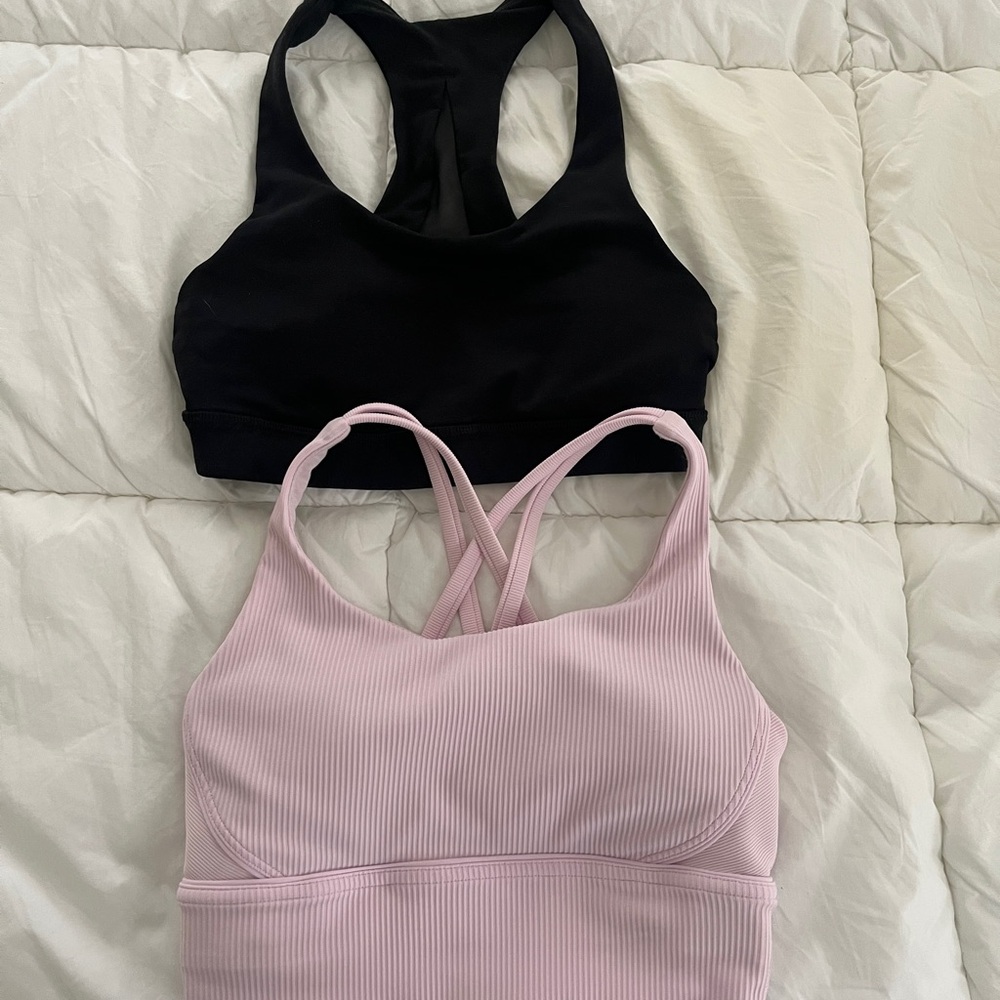 Lululemon Black and Pink Sports Bra Pair